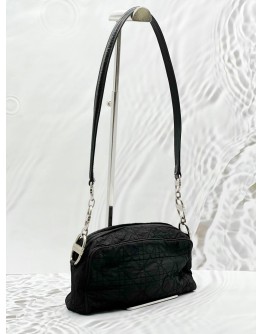 CHRISTIAN DIOR SHOULDER BAG IN BLACK CANNAGE NYLON WITH LEATHER