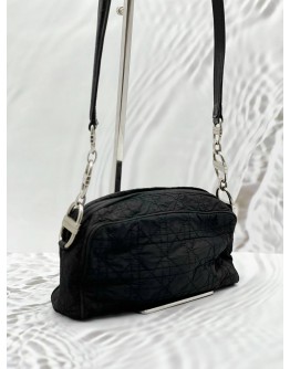 CHRISTIAN DIOR SHOULDER BAG IN BLACK CANNAGE NYLON WITH LEATHER