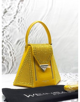(LIKE NEW) SWAROVSKI WEINSANTO TOP HANDLE BAG IN YELLOW LEATHER 