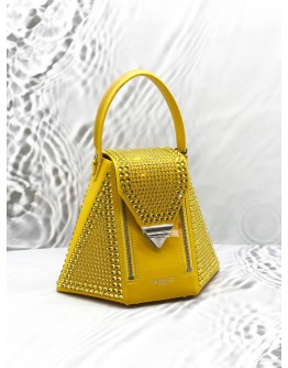 (LIKE NEW) SWAROVSKI WEINSANTO TOP HANDLE BAG IN YELLOW LEATHER 