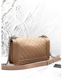 CHANEL BOY MEDIUM SHOULDER BAG IN BROWN CALFSKIN LEATHER