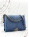 CHANEL BOY LARGE SHOULDER BAG IN BLUE DENIM