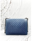 CHANEL BOY LARGE SHOULDER BAG IN BLUE DENIM
