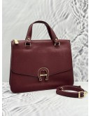 AIGNER LOGO TOTE BAG IN BURGUNDY LEATHER