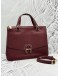 AIGNER LOGO TOTE BAG IN BURGUNDY LEATHER