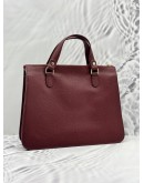 AIGNER LOGO TOTE BAG IN BURGUNDY LEATHER