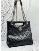 (SPECIAL PRICE) 2017 CHANEL BOY TOTE BAG IN BLACK AGED CALFSKIN LEATHER