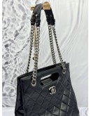 (SPECIAL PRICE) 2017 CHANEL BOY TOTE BAG IN BLACK AGED CALFSKIN LEATHER