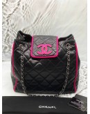CHANEL BICOLOR CC DIVINE SHOPPER TOTE BAG IN BLACK WITH PINK LAMBSKIN LEATHER 
