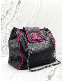 CHANEL BICOLOR CC DIVINE SHOPPER TOTE BAG IN BLACK WITH PINK LAMBSKIN LEATHER 