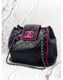 CHANEL BICOLOR CC DIVINE SHOPPER TOTE BAG IN BLACK WITH PINK LAMBSKIN LEATHER 
