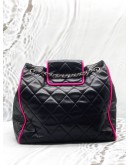 CHANEL BICOLOR CC DIVINE SHOPPER TOTE BAG IN BLACK WITH PINK LAMBSKIN LEATHER 