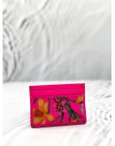 (LIKE NEW) GUCCI FLORA ZUMI INTERLOCKING G HORSEBIT CARD HOLDER IN NEON PINK LEATHER