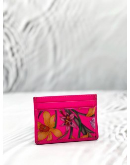 (LIKE NEW) GUCCI FLORA ZUMI INTERLOCKING G HORSEBIT CARD HOLDER IN NEON PINK LEATHER