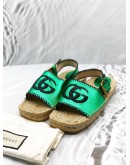 (LIKE NEW) GUCCI ESPADRILLE SANDALS SIZE 40 IN METALLIC GREEN LEATHER