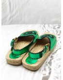 (LIKE NEW) GUCCI ESPADRILLE SANDALS SIZE 40 IN METALLIC GREEN LEATHER