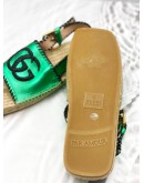 (LIKE NEW) GUCCI ESPADRILLE SANDALS SIZE 40 IN METALLIC GREEN LEATHER