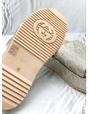 (LIKE NEW) GUCCI PLATFORM SLIDE SANDALS SIZE 40 IN SILVER GG LAME CANVAS