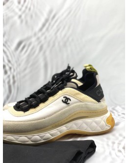 CHANEL SNEAKERS SIZE 41 IN WHITE WITH YELLOW COLORWAY