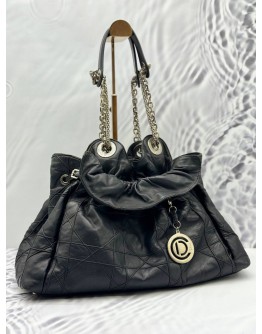CHRISTIAN DIOR LE TRENTE HOBO BAG IN BLACK CANNAGE LAMBSKIN LEATHER