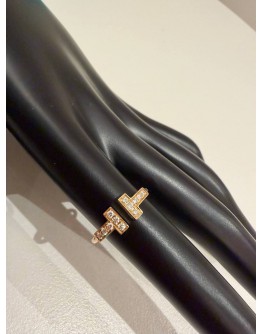 (UNUSED) TIFFANY & CO. TIFFANY T DIAMOND WIRE RING IN 18K 750 ROSE GOLD WITH DIAMOND