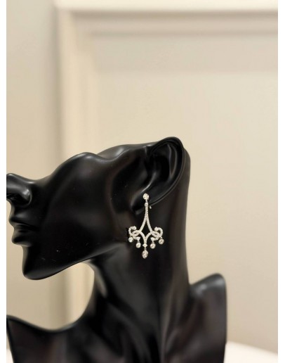 (LIKE NEW) 2023 TIFFANY & CO. DIAMOND PLATINUM SCROLL DANGLE EARRINGS 