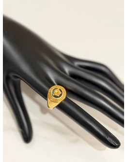 VERSACE MEDUSA RING SIZE 15 IN BRASS WITH BLACK ENAMEL