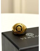 VERSACE MEDUSA RING SIZE 15 IN BRASS WITH BLACK ENAMEL