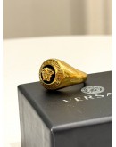 VERSACE MEDUSA RING SIZE 15 IN BRASS WITH BLACK ENAMEL