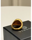 VERSACE MEDUSA RING SIZE 15 IN BRASS WITH BLACK ENAMEL