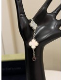(UNUSED) 2023 VCA VAN CLEEF & ARPELS VINTAGE ALHAMBRA 5 MOTIFS BRACELET IN 18K 750 WHITE GOLD WITH MOTHER OF PEARL -FULL SET-