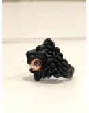 (LIKE NEW) GUCCI LION HEAD RING SIZE 16 IN BLACKENED METAL WITH PINK PEARL