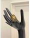 (LIKE NEW) GUCCI LION HEAD RING SIZE 16 IN ANTIQUED GOLD METAL WITH LIGHT BLUE CRYSTAL