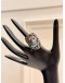 (LIKE NEW) GUCCI LION HEAD RING SIZE 16 IN ANTIQUED SILVER METAL WITH BLUE TURQUOISE CRYSTAL