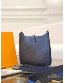 (PROMO) (UNUSED) 2021 HERMES MINI EVELYNE TPM BAG IN BLUE NUIT CLEMENCE LEATHER -FULL SET-