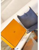 (PROMO) (UNUSED) 2021 HERMES MINI EVELYNE TPM BAG IN BLUE NUIT CLEMENCE LEATHER -FULL SET-