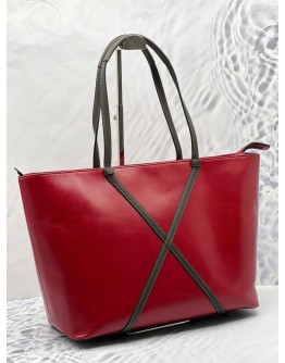 TUMI SANTA MONICA TOTE BAG IN RED WITH BLACK LEATHER