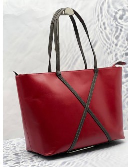 TUMI SANTA MONICA TOTE BAG IN RED WITH BLACK LEATHER