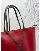 TUMI SANTA MONICA TOTE BAG IN RED WITH BLACK LEATHER