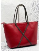 TUMI SANTA MONICA TOTE BAG IN RED WITH BLACK LEATHER