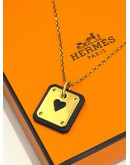 (LIKE NEW) HERMES AS DE COEUR PM NECKLACE IN 18K 750 YELLOW GOLD WITH BLACK SWIFT LEATHER -FULL SET-
