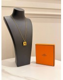 (LIKE NEW) HERMES AS DE COEUR PM NECKLACE IN 18K 750 YELLOW GOLD WITH BLACK SWIFT LEATHER -FULL SET-