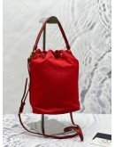 (LIKE NEW) PRADA DUET RE-NYLON BUCKET BAG IN RED NYLON WITH LEATHER