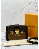 (LIKE NEW) LOUIS VUITTON TRUNK CLUTCH IN BROWN MONOGRAM REVERSE CANVAS WITH BLACK LEATHER -FULL SET- 