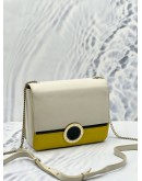 BVLGARI CHAIN SHOULDER BAG IN WHITE AND YELLOW WITH BLACK CALFSKIN LEATHER