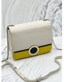 BVLGARI CHAIN SHOULDER BAG IN WHITE AND YELLOW WITH BLACK CALFSKIN LEATHER