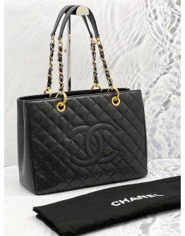 (PROMO) (LIKE NEW) CHANEL GST GRAND SHOPPING TOTE BAG IN BLACK CAVIAR LEATHER