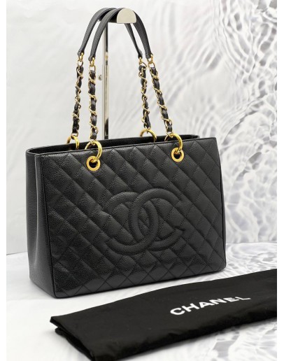 (PROMO) (LIKE NEW) CHANEL GST GRAND SHOPPING TOTE BAG IN BLACK CAVIAR LEATHER
