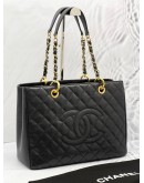 (PROMO) (LIKE NEW) CHANEL GST GRAND SHOPPING TOTE BAG IN BLACK CAVIAR LEATHER