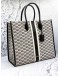 (PROMO) (LIKE NEW) MICHAEL KORS MIRELLA LARGE STRIPED TOTE BAG IN BLACK AND WHITE JACQUARD WITH CALFSKIN LEATHER